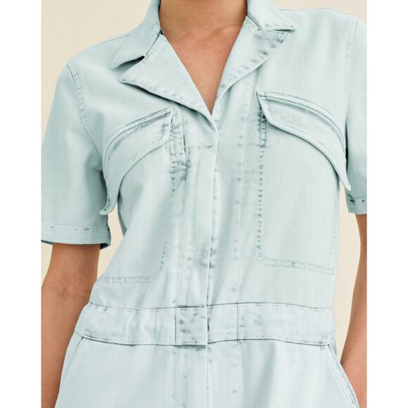 Faherty Blythe Jumpsuit Size M Light Indigo Blue Organic Cotton Utility Field - Picture 5 of 16